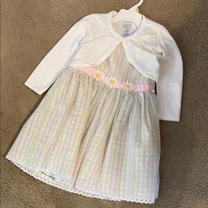 Sweet Heart Rose Pastel Dress with White Cardigan